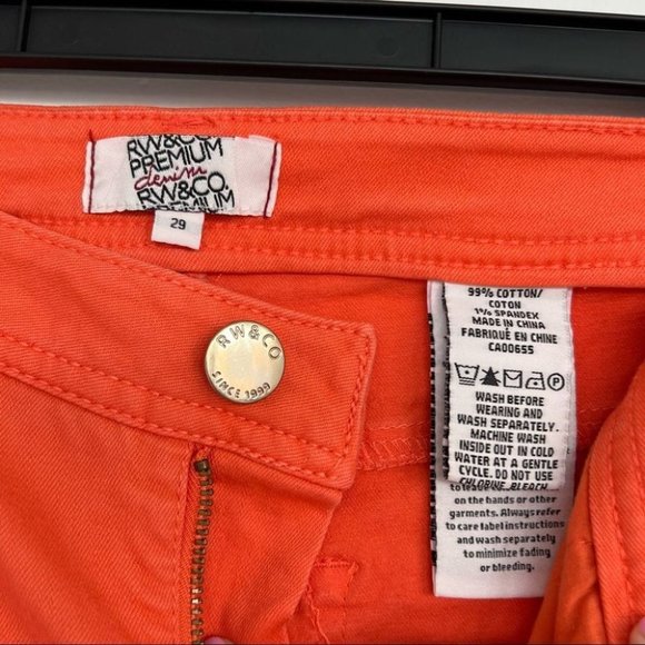 RW&CO orange distressed denim shorts - Picture 3 of 6